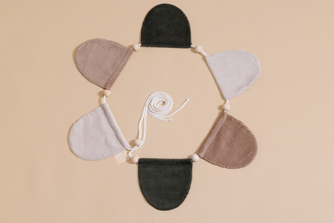 Corduroy Semi-Circles Garland Cappuccino and Bottle Green