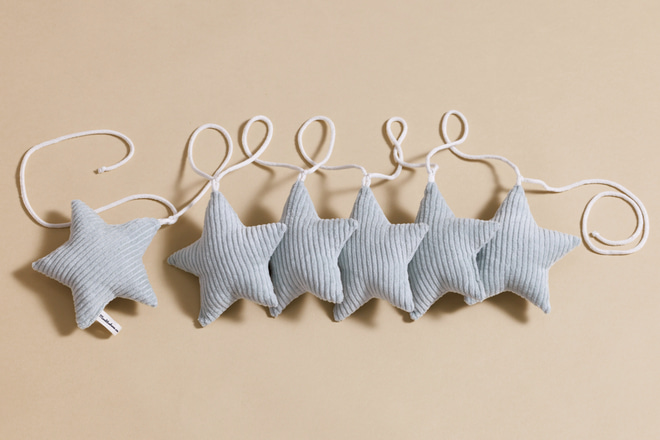 Corduroy Stars Garland Water Green