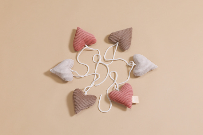 Corduroy Hearts Garland Autumn