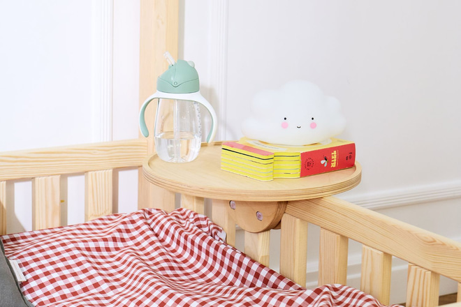 Round Wooden Bedside Table - Natural