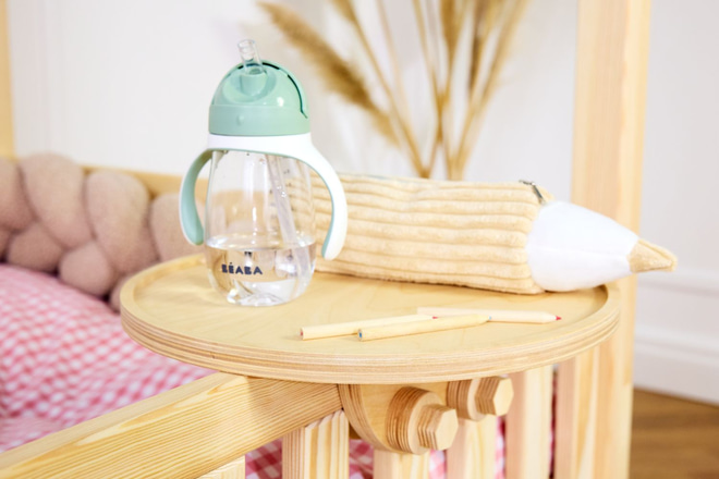 Round Wooden Bedside Table - Natural