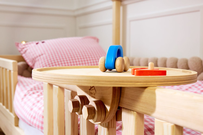 Round Wooden Bedside Table - Natural