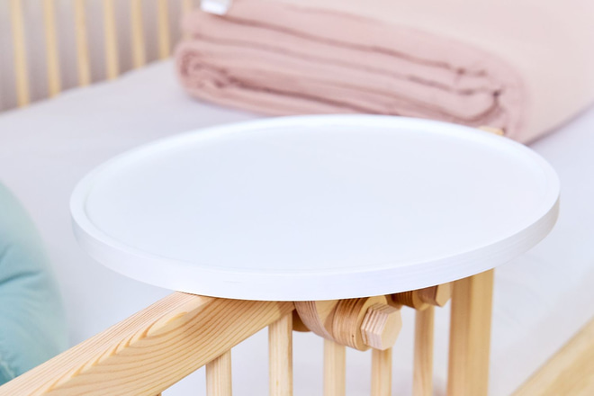 Round Wooden Bedside Table - White