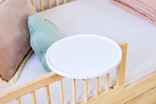 Tablette de Chevet Ronde en Bois - Blanc