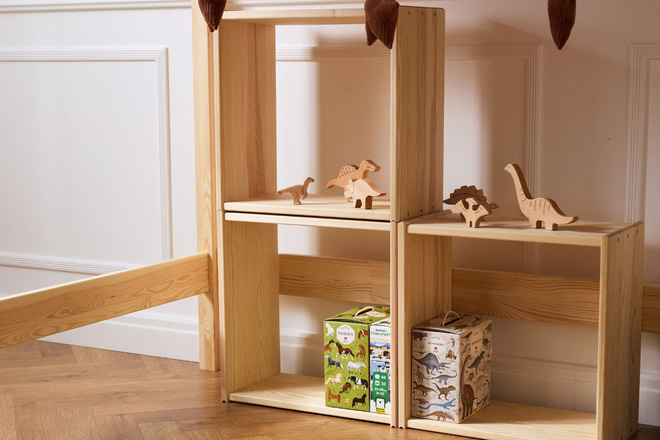 Set aus 3 Holzwürfel zur Aufbewahrung - Naturholz