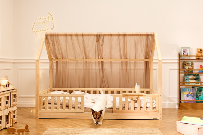 Hausbett-Himmel aus Tüll Cappuccino - Modèle L