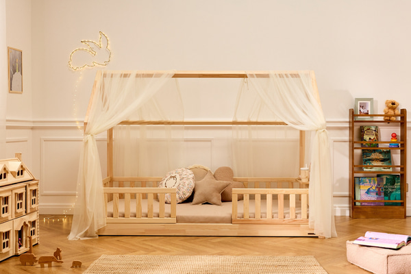 Hausbett-Himmel aus Tüll Vanille - Modèle L 