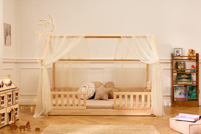 Hausbett-Himmel aus Tüll Vanille - Modèle L 