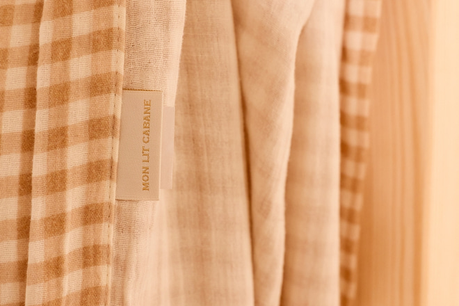 Toile de Lit Cabane Petits Carreaux Beige - Modèle L