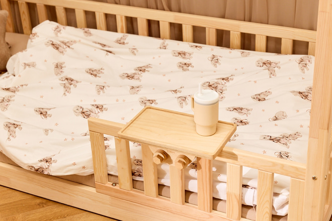 Rectangular Wooden Bedside Table - Natural