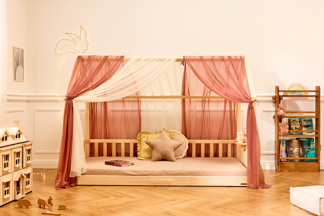 Hausbett-Himmel aus Tüll Vanille - Modèle L 