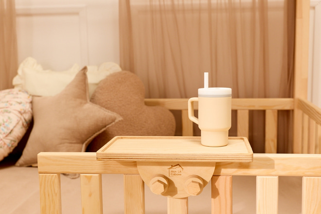 Véu de cama casinha em tule Cappuccino - Modelo L