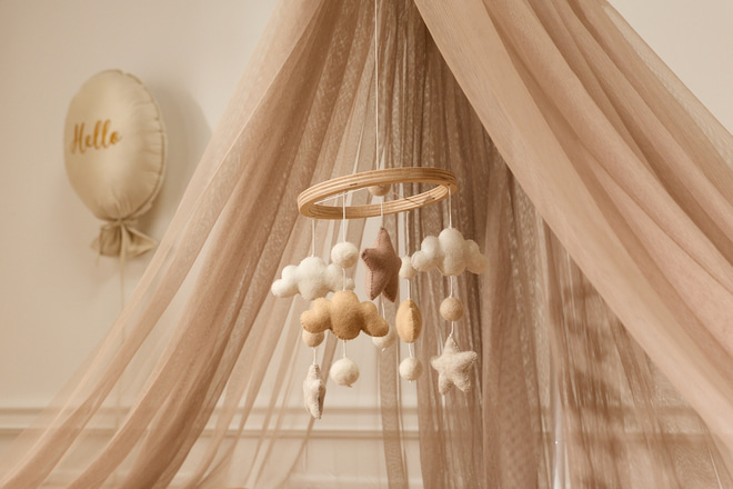 Dossel de Cama em tule Taupe - com Estrutura