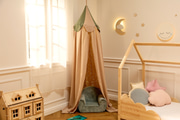 Muslin Bed Canopy Circus Beige and Green