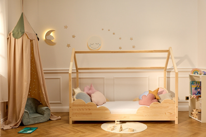 Cielo de Cama de Muselina Circo Beige y Verde