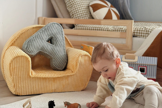 Fauteuil en Velours Côtelé - Sandy Yellow