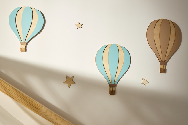 Wanddekoration Heißluftballons - Blau