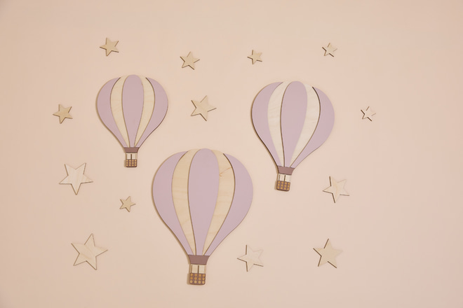 Hot Air Balloons Wall Decoration - Vintage Pink