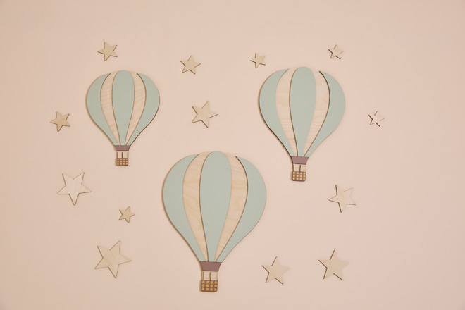 Decoración Mural Globos aerostáticos - Menta