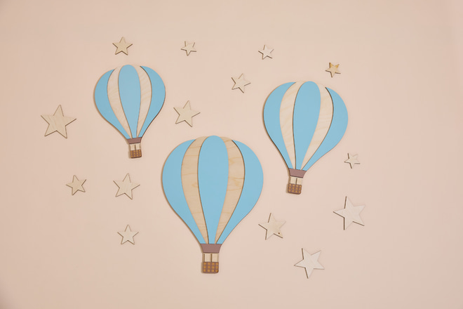 Hot Air Balloons Wall Decoration - Blue