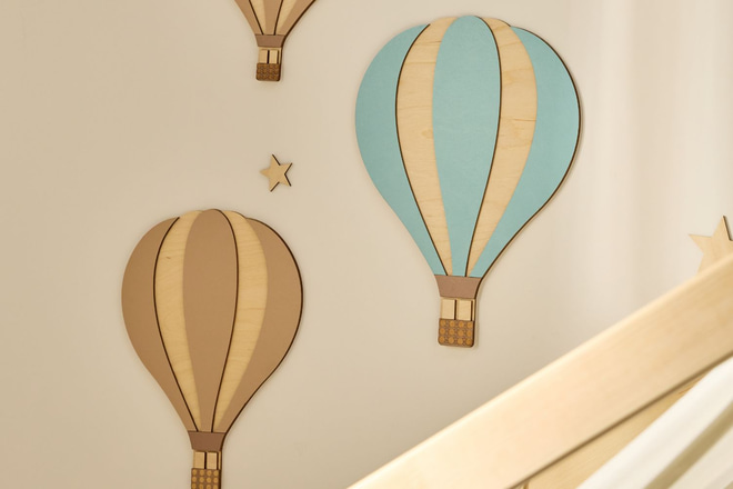 Decorazione Murale Mongolfiera - Grigio