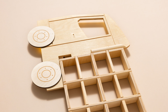 Étagère Lumineuse Camion Bois - Naturel