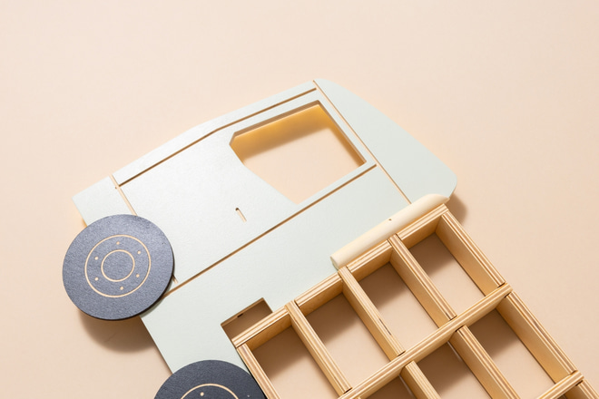 Mensola Luminosa Camion Legno - Marrone