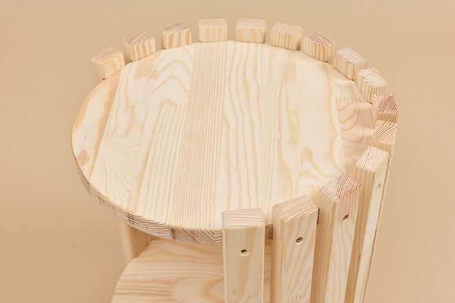 Comodino - Rotondo Legno Naturale