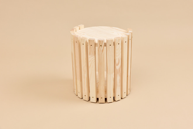 Bedside Table - Round in Natural Wood