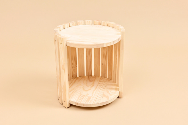 Bedside Table - Round in Natural Wood