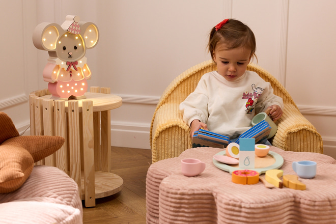 Mesita de Noche - Redonda Madera Natural