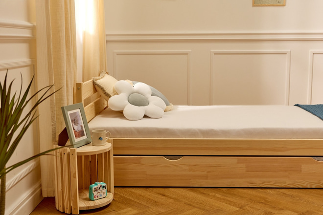 Table de Chevet - Ronde en Bois Naturel