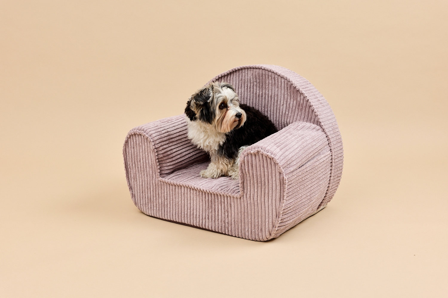 Fauteuil en Velours Côtelé - Magenta Grey