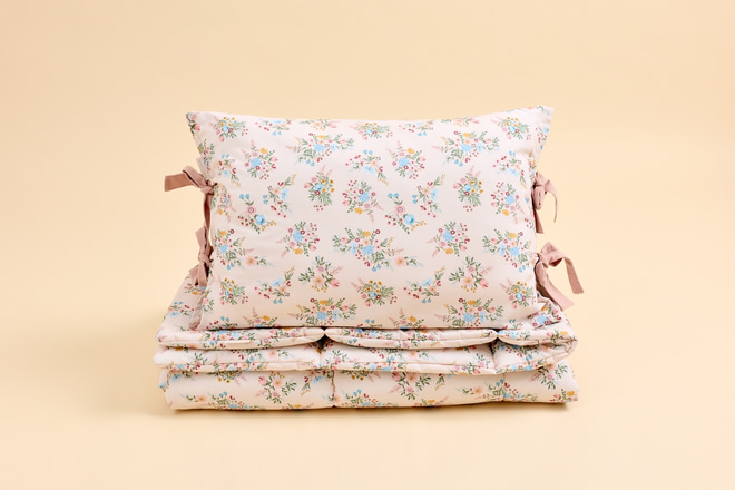 Ensemble Couette et Oreiller 110x135 Coton Avec Garnissage - Blooming Meadow