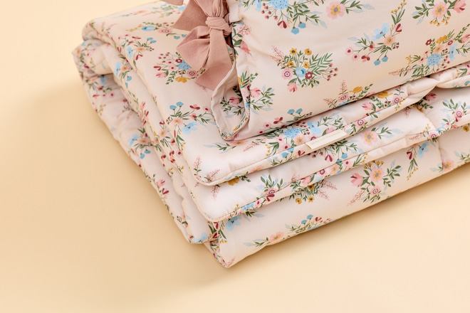 Conjunto de edredão e almofada em algodão 110X135 com enchimento - Blooming Meadow