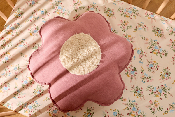 Cuscino fiore in lino - Rosa antico