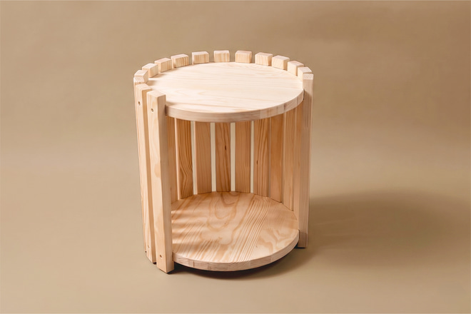 Bedside Table - Round in Natural Wood