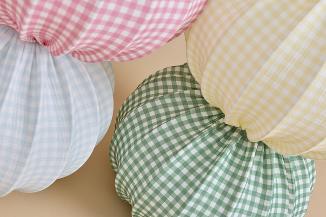 Abat-jour Boule en Mousseline Vichy - Jaune Pale