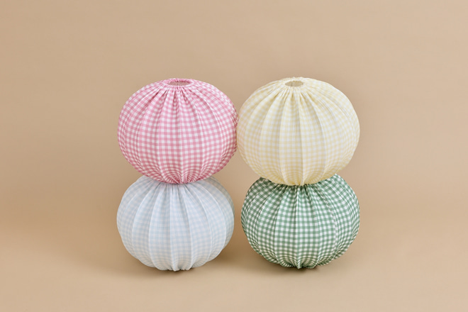 Paralume Sfera in Mussola Vichy - Verde