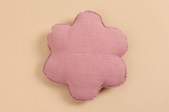 Cuscino fiore in lino - Rosa antico