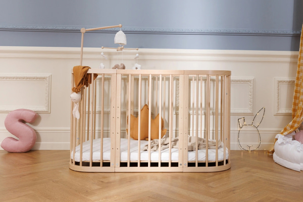 Berceau Évolutif Rectangulaire 7 en 1 avec Matelas - Naturel