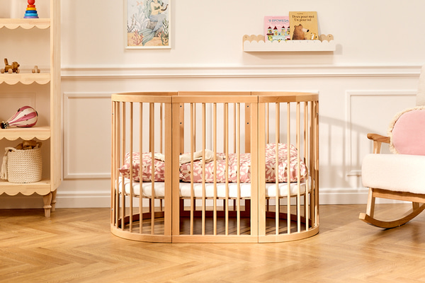 Ovale 9 in 1 Babywiege Mitwachsend - Natur
