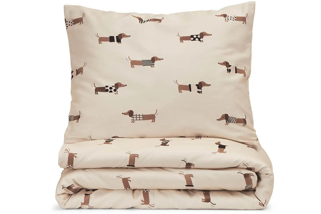 Funda nórdica de satén de algodón - Perro teckel 140x200 - Perro teckel 140x200