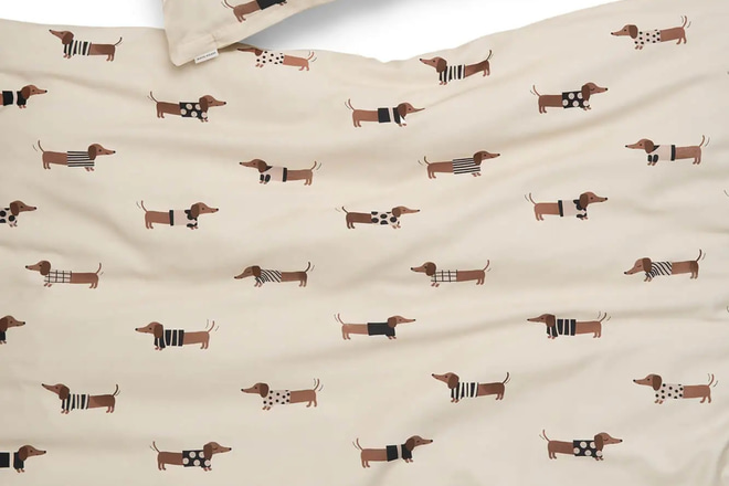 Housse de Couette en Satin de Coton - Chien Teckel 140x200