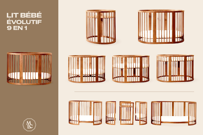9 in 1 Oval Evolving Cradle - Hazelnut