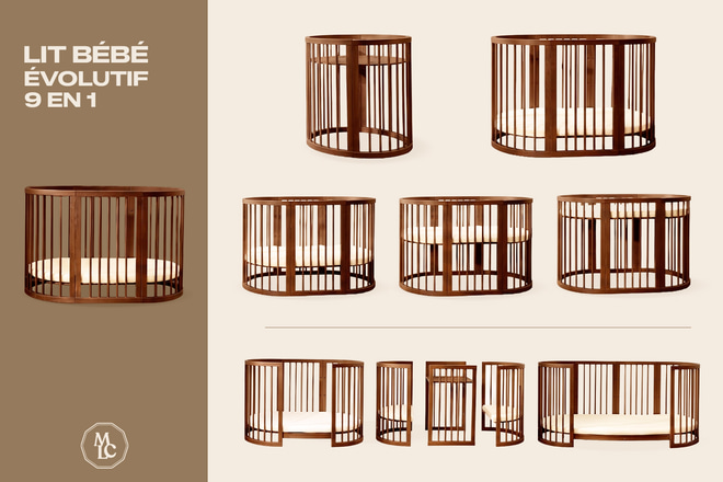 9 in 1 Oval Evolving Cradle - Chocolate