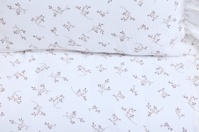 Juego de cama de muselina de algodón con volantes 140x200 - Flor de algodón