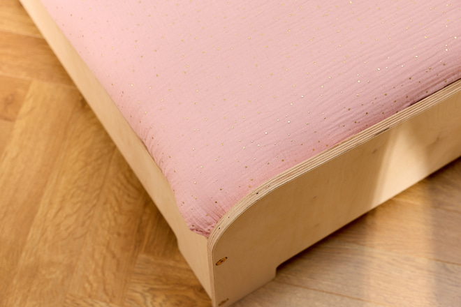 Housse de Couette et Oreiller 140x200Mousseline de Coton - Sepia Rosé àPois Dorés
