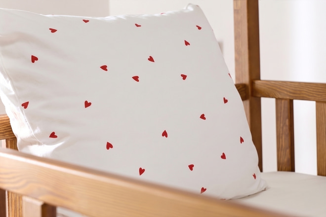 Juego de cama en algodón satinado Corazones de amor 140x200cm