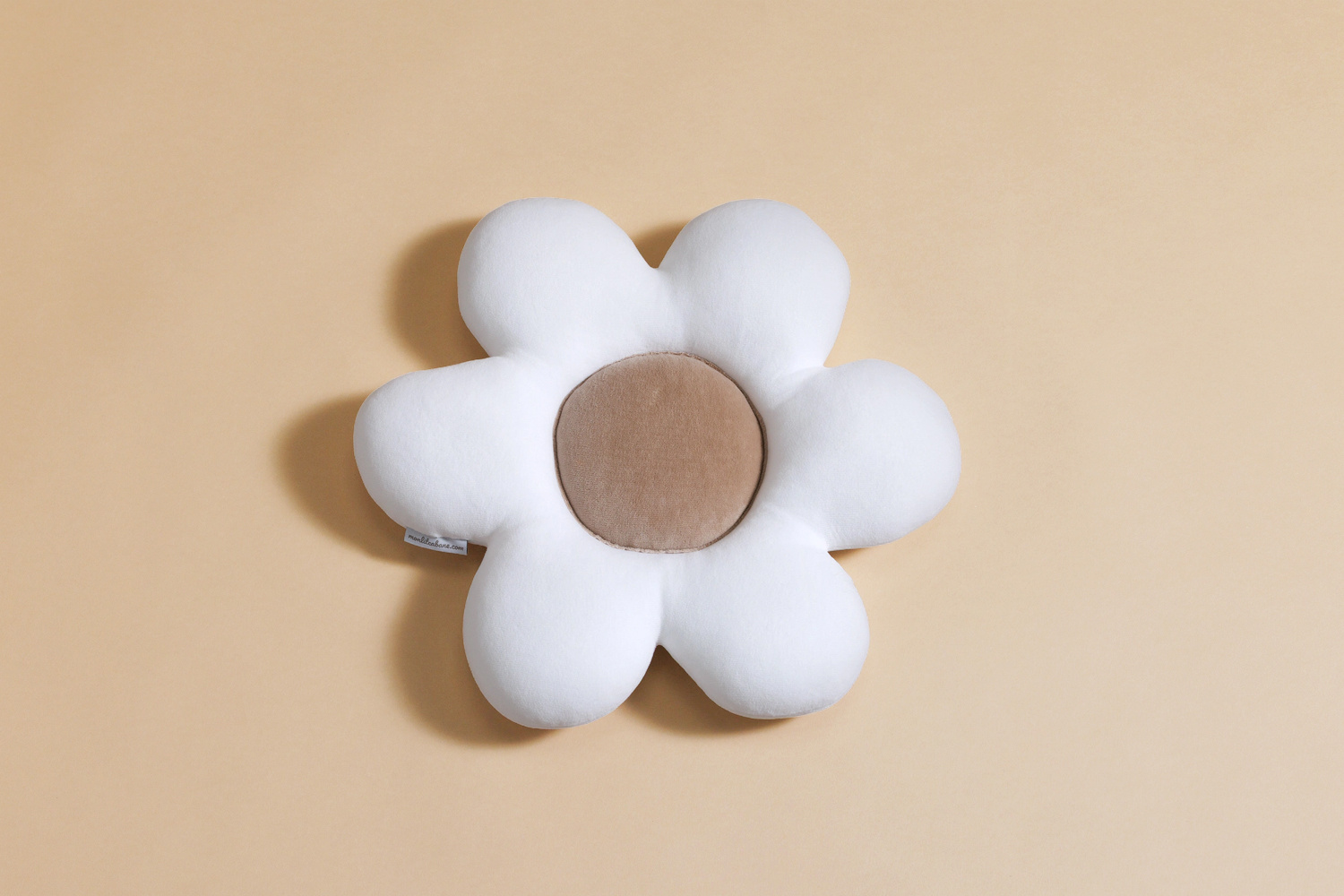 Mon Lit Cabane - - Coussin Marguerite en Velours - Cappuccino - list: Blanc|Marron